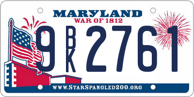 MD license plate 9BK2761