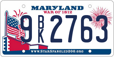 MD license plate 9BK2763