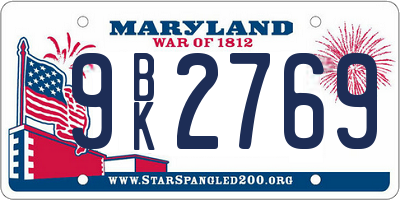 MD license plate 9BK2769