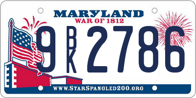 MD license plate 9BK2786