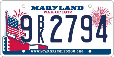 MD license plate 9BK2794