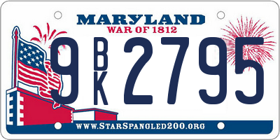 MD license plate 9BK2795