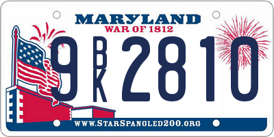 MD license plate 9BK2810