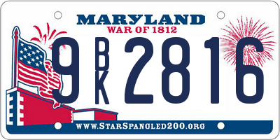 MD license plate 9BK2816