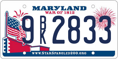 MD license plate 9BK2833