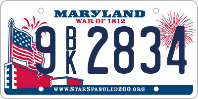 MD license plate 9BK2834