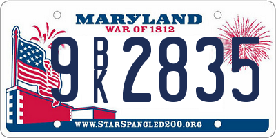 MD license plate 9BK2835