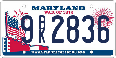 MD license plate 9BK2836
