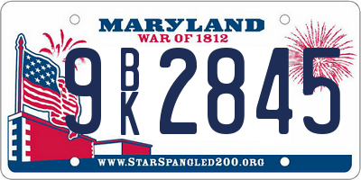 MD license plate 9BK2845