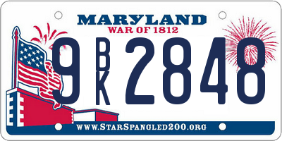 MD license plate 9BK2848
