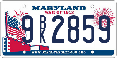 MD license plate 9BK2859