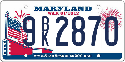 MD license plate 9BK2870