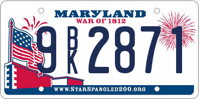 MD license plate 9BK2871