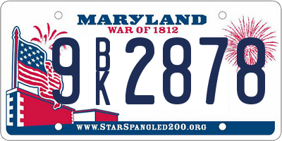 MD license plate 9BK2878