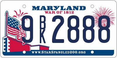 MD license plate 9BK2888