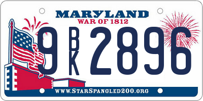 MD license plate 9BK2896