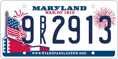 MD license plate 9BK2913