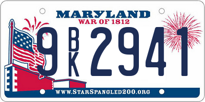 MD license plate 9BK2941