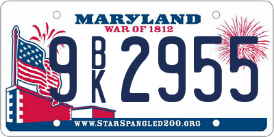 MD license plate 9BK2955