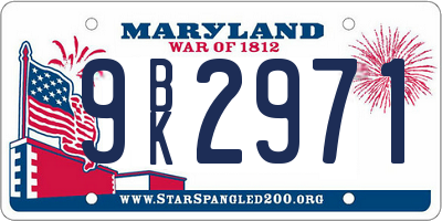 MD license plate 9BK2971