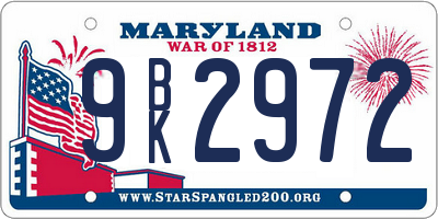 MD license plate 9BK2972
