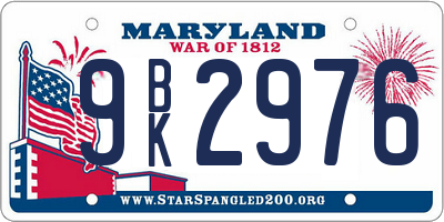 MD license plate 9BK2976