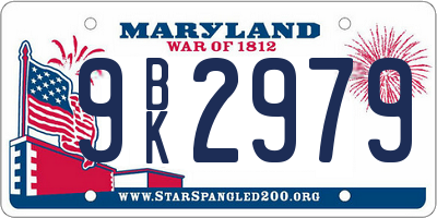 MD license plate 9BK2979
