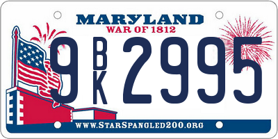 MD license plate 9BK2995
