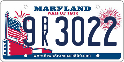MD license plate 9BK3022