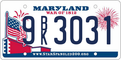 MD license plate 9BK3031