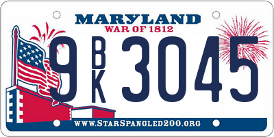 MD license plate 9BK3045