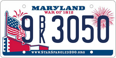 MD license plate 9BK3050