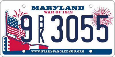 MD license plate 9BK3055