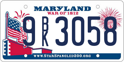 MD license plate 9BK3058