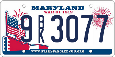 MD license plate 9BK3077