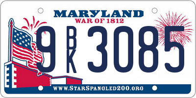 MD license plate 9BK3085