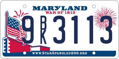MD license plate 9BK3113