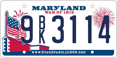 MD license plate 9BK3114