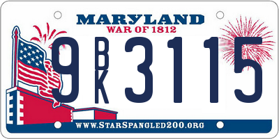 MD license plate 9BK3115