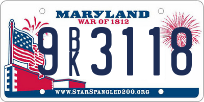 MD license plate 9BK3118