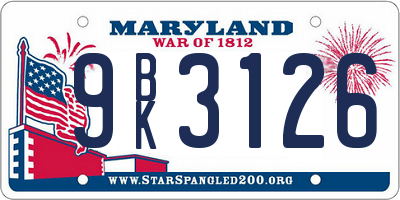 MD license plate 9BK3126