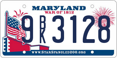MD license plate 9BK3128