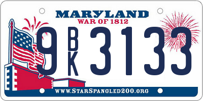 MD license plate 9BK3133