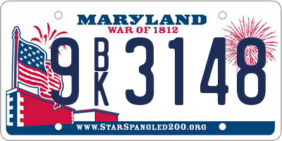 MD license plate 9BK3148