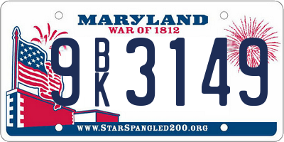 MD license plate 9BK3149