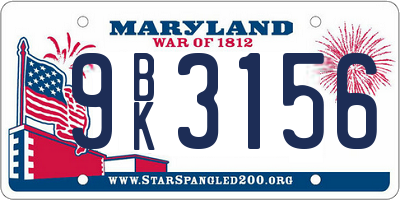 MD license plate 9BK3156