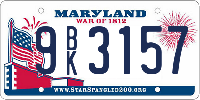 MD license plate 9BK3157