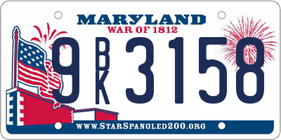 MD license plate 9BK3158