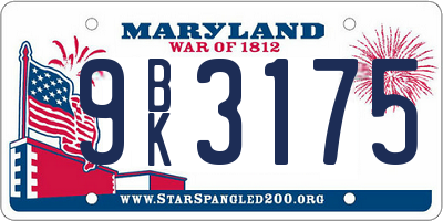 MD license plate 9BK3175