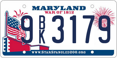 MD license plate 9BK3179